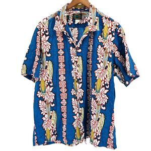 Vintage 90s Hawaiian Reserve Blue 100% Cotton Tropical Surfboard Shirt
